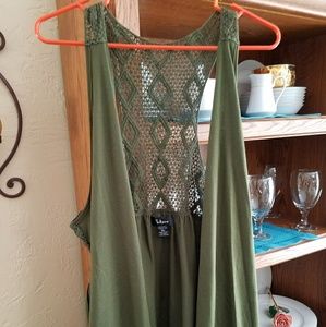 Olive green vest with tie back